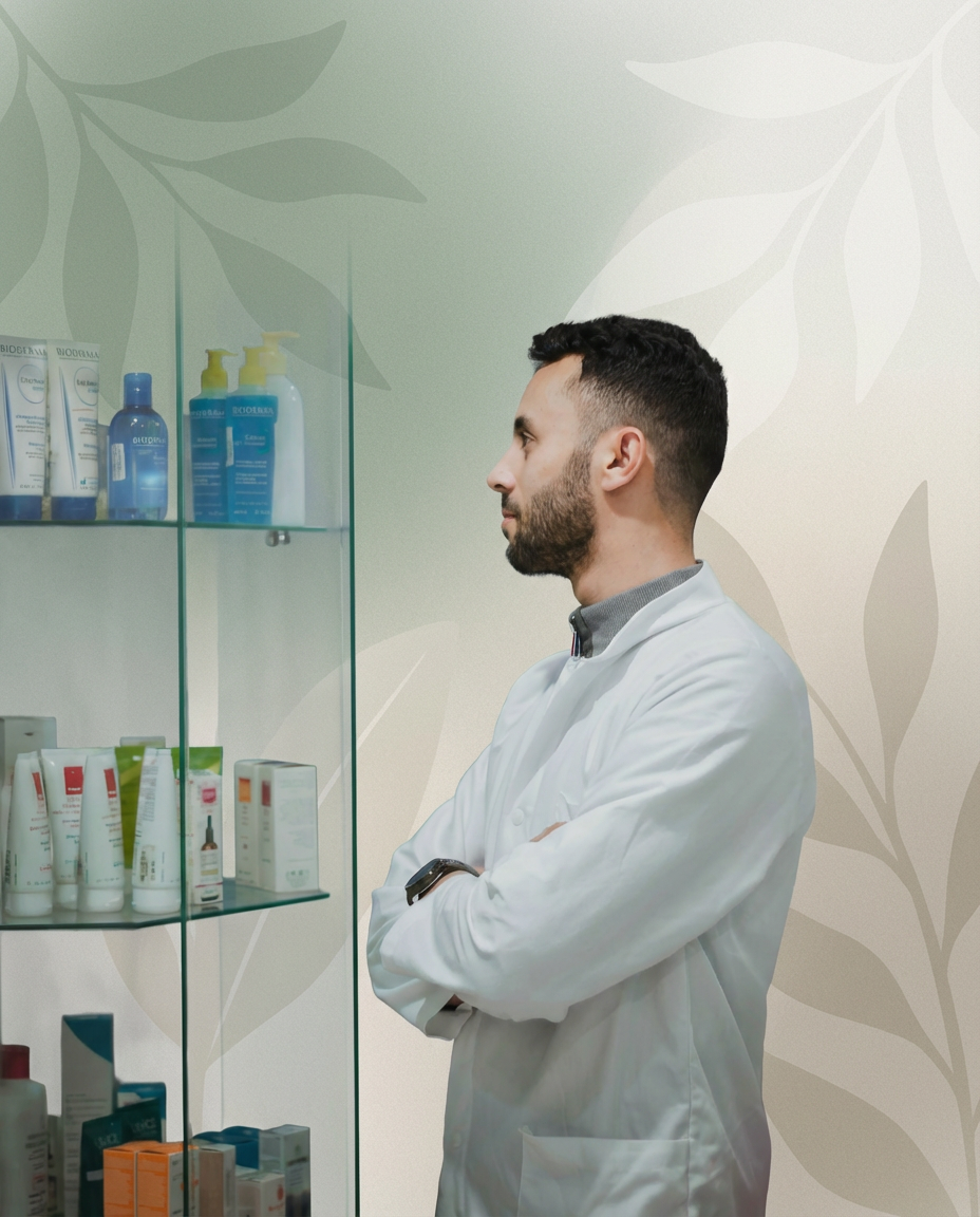 Pharmacist reviewing products